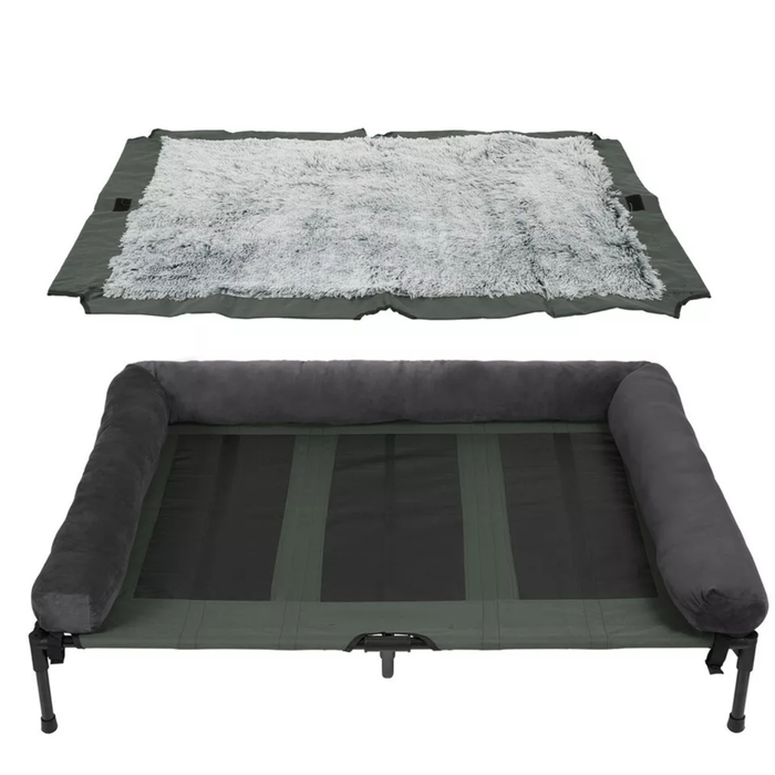 P&P Gray Pet Cot with Bolster Support and Breathable Mesh Design for Dogs to Lounge(2XL)