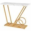 Costway Console Table Modern Faux Marble Entryway Sofa Side Metal