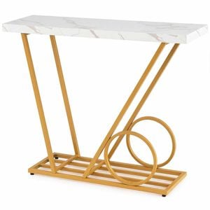 Costway Console Table Modern Faux Marble Entryway Sofa Side Metal