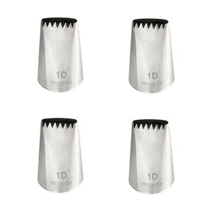 4PK Mondo Stainless Steel #1D Basketweave Piping Tip - Silver