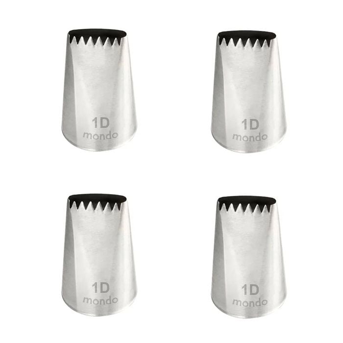 4PK Mondo Stainless Steel #1D Basketweave Piping Tip - Silver