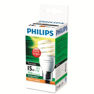 Philips Spiral E27 CFL 950Lm Warm White 15W Globe