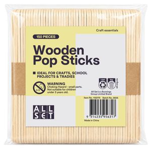 All Set Wooden Pop Sticks 150 Pieces
