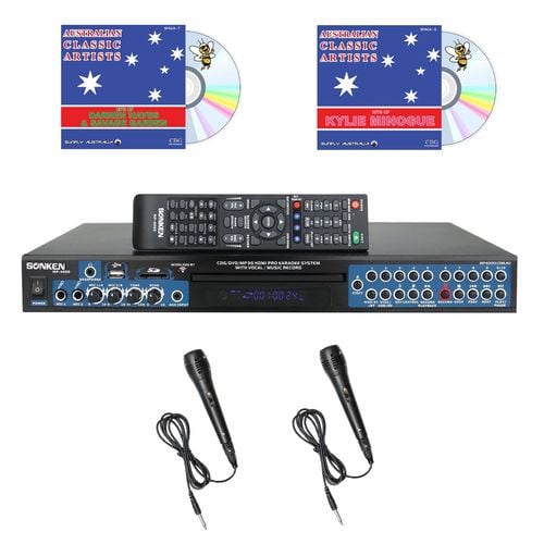 Sonken MP4000 Pro Karaoke Machine + 24 Songs [2 CD+G's] + 2 Wired