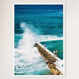 Galrie Bondi Beach Icebergs II Art Print Photography, White Frame, A0 84 x 119cm (33 x 47inch)