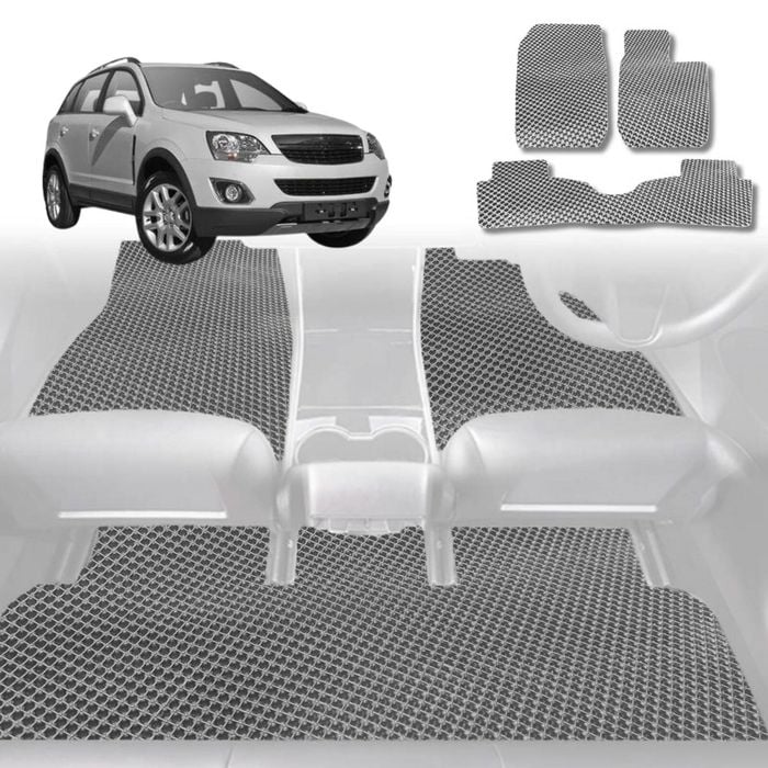 6D Diamond Car Floor Mats for Holden Captiva 5 2006-2015-Full Set-Grey-Outback GT