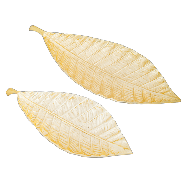 Set Of 2 Ssh Collection Troppo 38 And 50cm Long Decorative Leaves - Brass