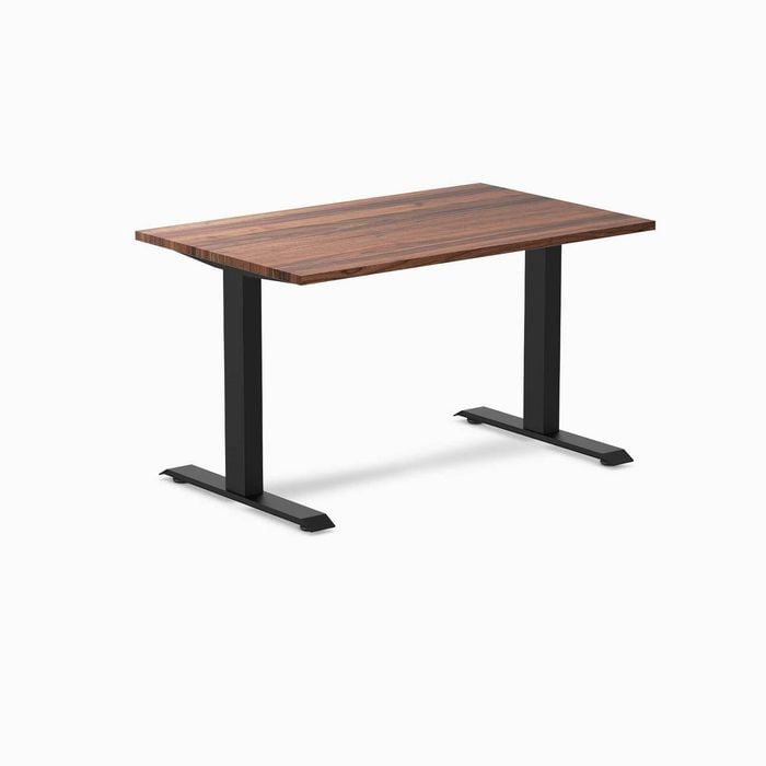 Desky Fixed Height Walnut Hardwood Desk 120x75cm Matte Black Leg