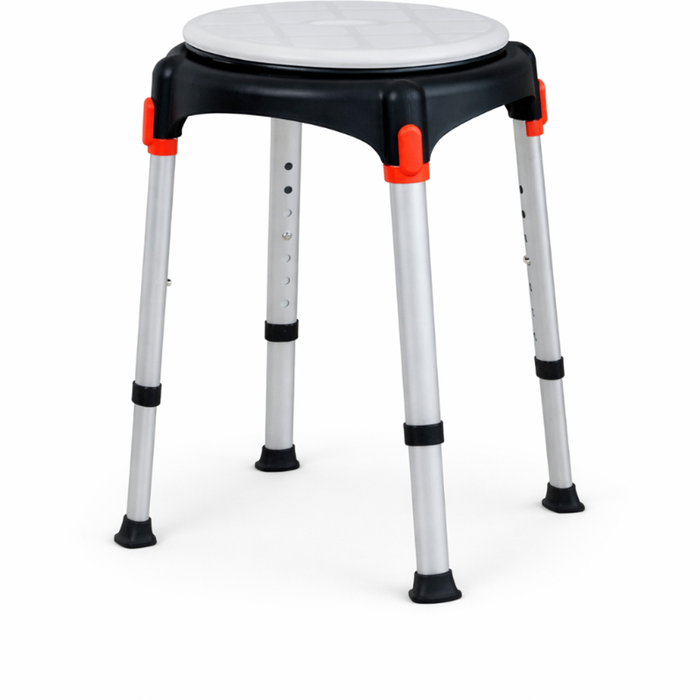 King Rotating Round Stool with Tray, Height Adjust, Black with Grey Cushion