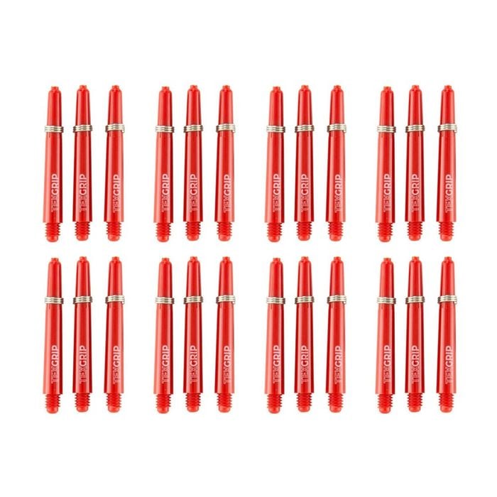 24pc Formula Sports Tex Grip 30mm Nylon Shafts Dart Game Accessory Short Red