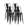 Costway 4x High Back Bar Stools Meta cafe Pub Bistro, Black