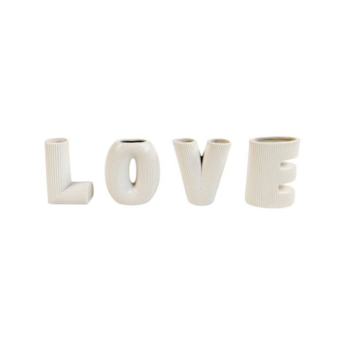 4pc Urban Love Letter 9.5cm Ceramic Flower Vase - White