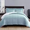 Bloomington 3 Piece Ultra-soft Micro Mink Comforter Set Queen with Sherpa Reverse Sky