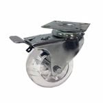 Easyroll 75mm 70kg Load Transparent Swivel Plate And Brake Castor