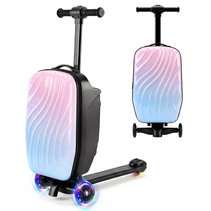 Advwin 4-in-1 Kids Scooter Suitcase Ride-On Luggage Carry-On Hardshell Travel Suitcase Graffiti