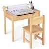 Costway Kids Table Chair Set Play Study Desk Natural