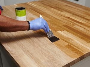 DIY Step Image - How to apply clear hard wax oil to benchtops . Blob storage upload.