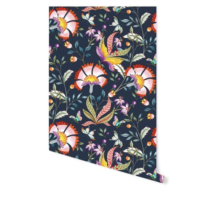 Wallpaper Trader Spring Has Sprung Wallpaper Roll 10.05m X 61.5cm, Navy Blue
