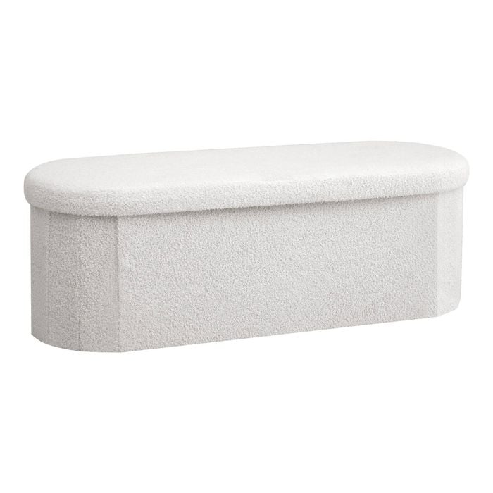 Artiss Storage Ottoman Foot Stool Rest Boucle Fabric Foldable White