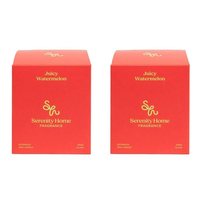 2PK Serenity Refreshing Juicy Watermelon Scent Home Fragrance Candle Jar 300g
