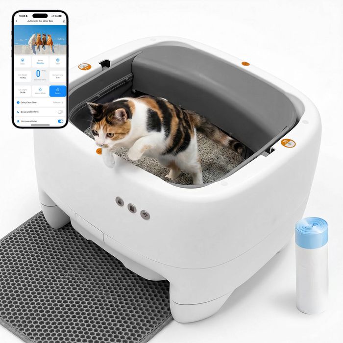 Advwin Self Cleaing Cat Litter Box Open Design APP Control Auto Smart Toilet Tray