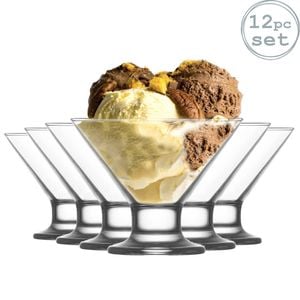 Lav Crema 165ml Glass Dessert Bowls - Set Of 12 Flared Dessert Dish Ice Cream Sundae Cups For Mousse, Fruit & Puddings
