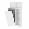 Advwin Tilt-Out Laundry Hamper Cabinet w/ Removable Laundry Basket & Shelf Bathroom Storage Cabinet Wooden Organizer Unit White