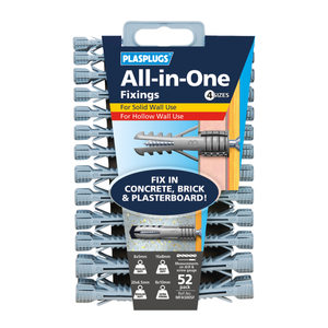 Plasplugs All-In-One Hollow And Solid Wall Fixings - 52 Pack