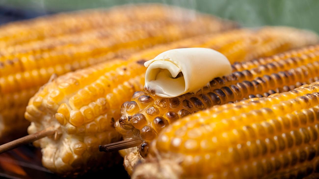 Butter melts onto the golden sweet corn