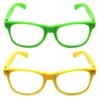 Green and Yellow Party Glasses with Clear Lenses – Fun 80s Australia Day or Costume Glasses Set of 2