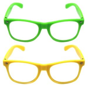 Green and Yellow Party Glasses with Clear Lenses – Fun 80s Australia Day or Costume Glasses Set of 2