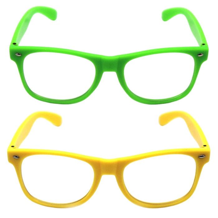 Green and Yellow Party Glasses with Clear Lenses – Fun 80s Australia Day or Costume Glasses Set of 2