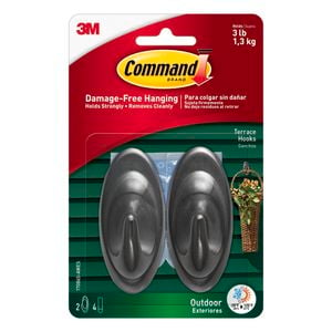 Command Medium Slate Outdoor Terrace Hooks