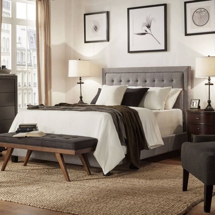 Istyle Jensen King Single Bed Frame Fabric Grey
