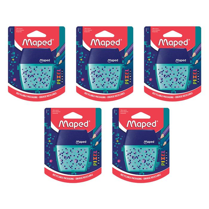 5x Maped Pixel Party 2 Hole Ergonomic Efficient And Precise Pencil Sharpener