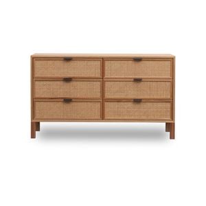 Junta Messmate And Natural Rattan 6 Drawer Dressing Table