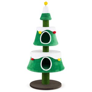 Costway 156cm Cat Christmas Tree for Indoor Kittens Cat Tower-Green