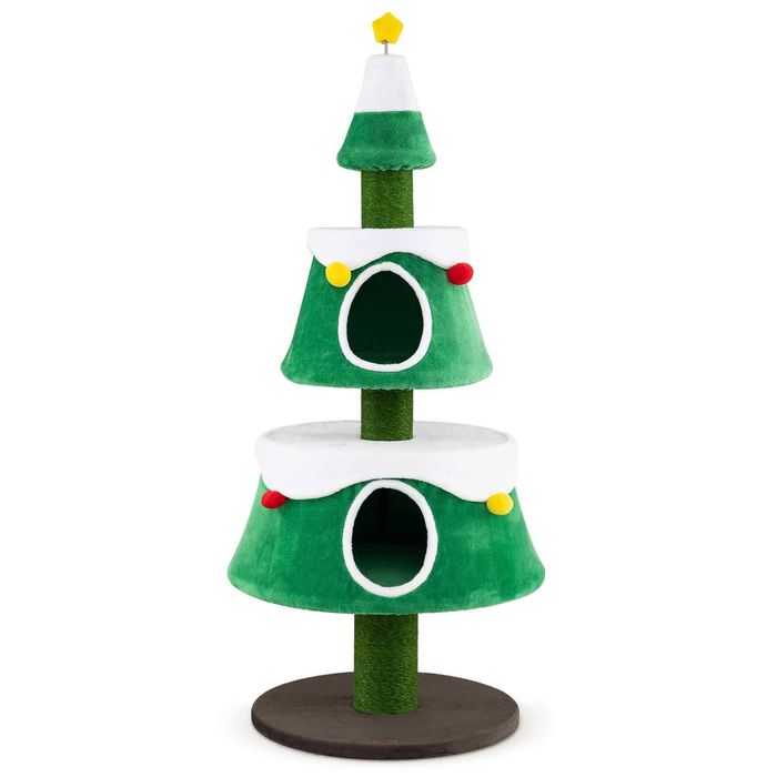 Costway 156cm Cat Christmas Tree for Indoor Kittens Cat Tower-Green
