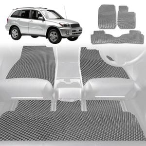 6D Diamond Car Floor Mats for Toyota RAV4 2000-2005-Full Set-Grey-Outback GT
