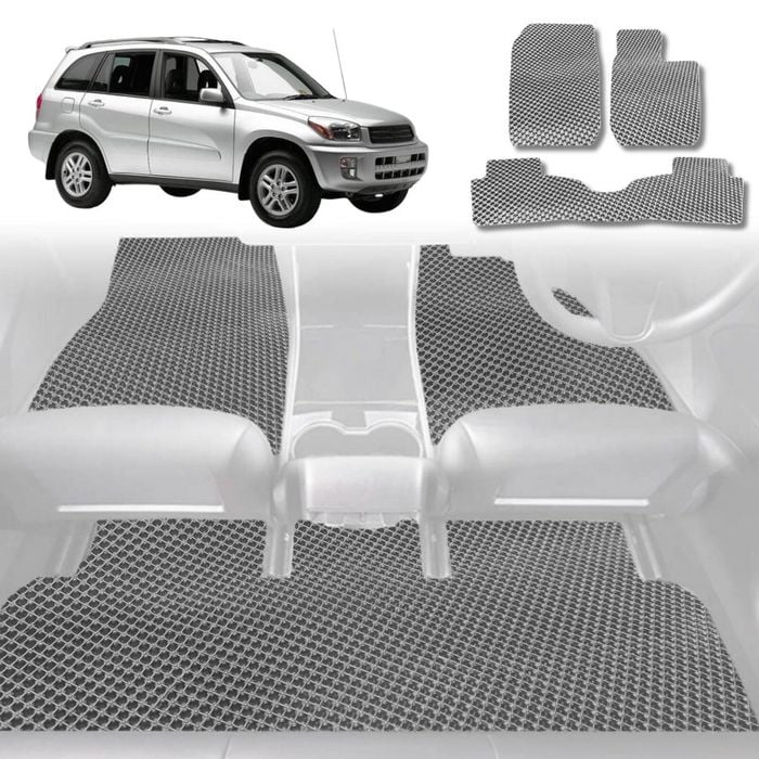 6D Diamond Car Floor Mats for Toyota RAV4 2000-2005-Full Set-Grey-Outback GT