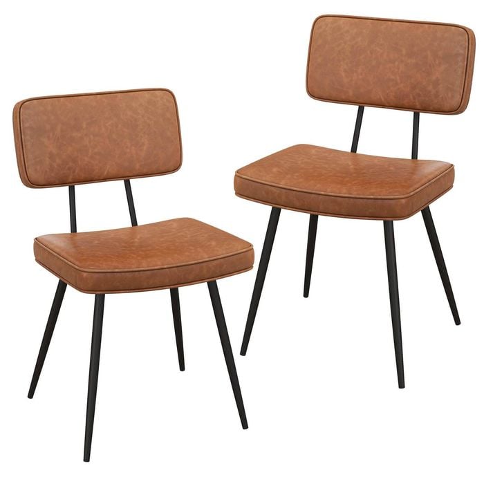 Costway 2pcs Dining Chairs Faux Leather Brown