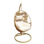 Havana Hanging Egg Chair - Sand With Cream Cushions
