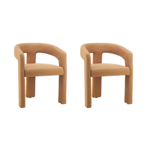 Raimon Furniture Set Of 2 Lila Textured Boucle Fabric Kitchen Dining ArmChair Orange