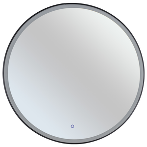 Mondella 800mm Round Matt Black Framed LED Mirror With Frosted Edge and  Touch Switch for CCT + Dimmable + Defogger