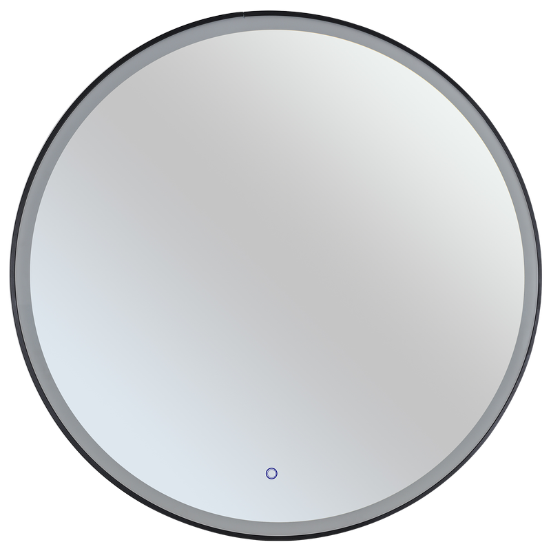 Mondella 800mm Round Matt Black Framed LED Mirror With Frosted Edge and  Touch Switch for CCT + Dimmable + Defogger