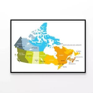 Map of Provinces and Territories of Canada  Print 100% Australian Made 120x90cm  (Poster)