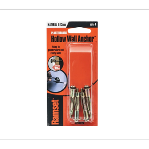 Ramset Hollow Wall Anchor Zinc 8-16mm 4pk