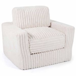 Costway Single Sofa Furry Boneless Corduroy Armchair Lounge Chair White