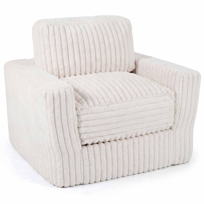 Costway Single Sofa Furry Boneless Corduroy Armchair Lounge Chair White