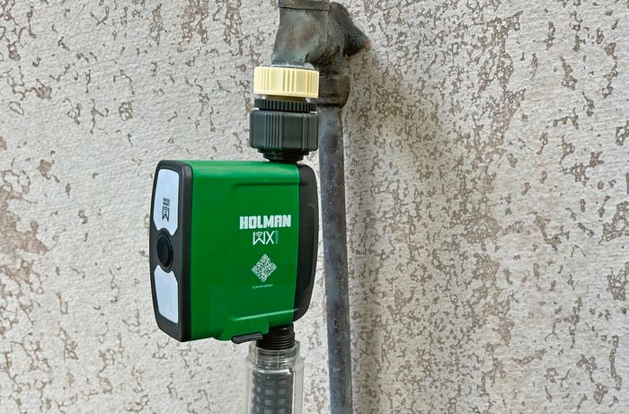 A misting filter attached to a tap timer